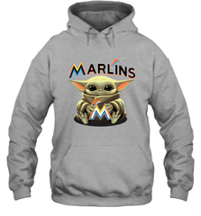 Baby Yoda Hugs The Miami Marlins Shirts Hoodie - PrimaryTee
