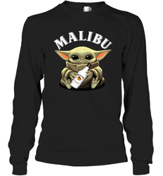 Baby Yoda Hugs Malibu Bottle Star Wars Shirts Long Sleeve T-Shirt - PrimaryTee