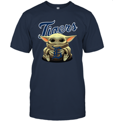 Baby Yoda Hugs The Detroit Tigers Shirts Men's T-Shirt - PrimaryTee