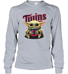 Baby Yoda Hugs The Minnesota Twins Shirts Long Sleeve T-Shirt - PrimaryTee