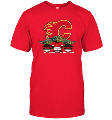 Calgary Flames Star Wars Logo Baby Yoda Men's T-Shirt - PrimaryTee