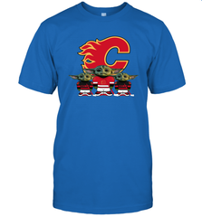 Calgary Flames Star Wars Logo Baby Yoda Men's T-Shirt - PrimaryTee