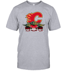 Calgary Flames Star Wars Logo Baby Yoda Men's T-Shirt - PrimaryTee