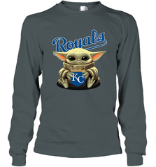 Baby Yoda Hugs The Kansas City Royals Shirts Long Sleeve T-Shirt - PrimaryTee