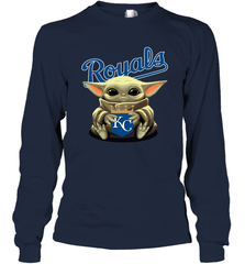 Baby Yoda Hugs The Kansas City Royals Shirts Long Sleeve T-Shirt - PrimaryTee