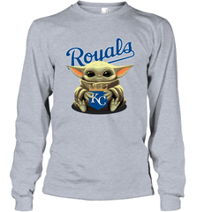 Baby Yoda Hugs The Kansas City Royals Shirts Long Sleeve T-Shirt - PrimaryTee