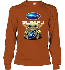 Baby Yoda Hugs The Subaru Car Logo Star Wars Shirts Long Sleeve T-Shirt - PrimaryTee