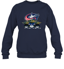 Columbus Blue Jackets Star Wars Logo Baby Yoda Sweatshirt - PrimaryTee