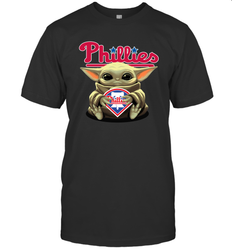 Baby Yoda Hugs The Philadelphia Phillies Shirts Men's T-Shirt - PrimaryTee