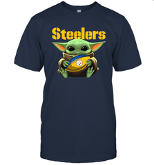 Baby Yoda Loves The Pittsburgh Steelers Star Wars NFL Shirts Men's T-Shirt - PrimaryTee
