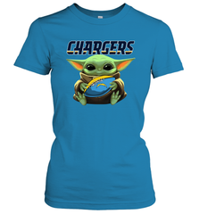 Baby Yoda Loves The Los Angeles Chargers Star Wars NFL Shirts Women's T-Shirt - PrimaryTee